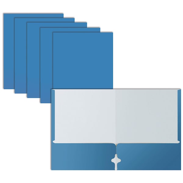 Better Office Products 2 Pocket Paper Folders Portfolio, Letter Size, Light Blue, 50PK 80126 - main